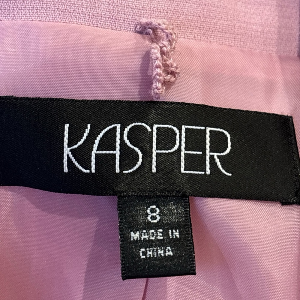 90s 2PC KASPER DUSTY ROSE DOUBLE BREASTED BLAZER & PENCIL KNEE LENGTH SKIRT SZ 8 - Picture 8 of 9